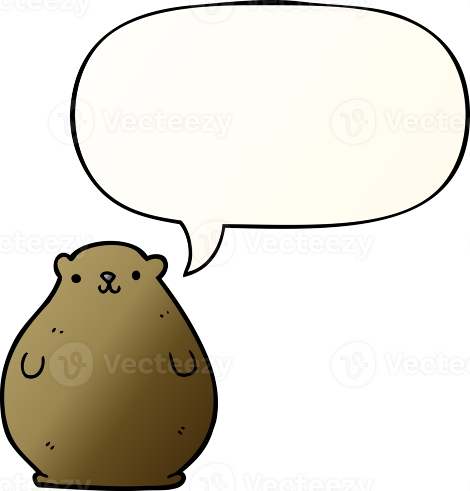 cartoon bear with speech bubble in smooth gradient style png