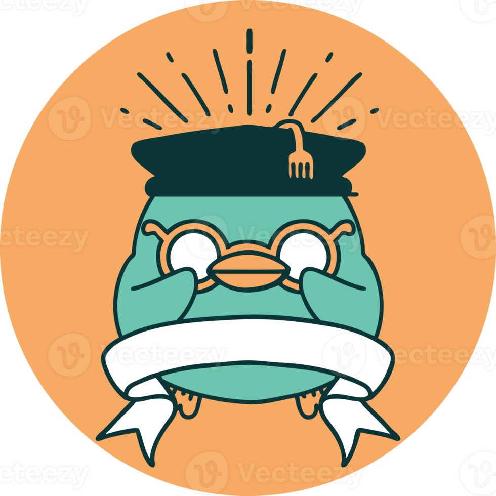 icon of a tattoo style educated robin png
