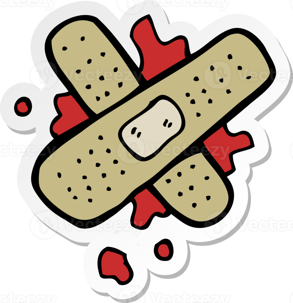 sticker of a cartoon bloody medical plaster png
