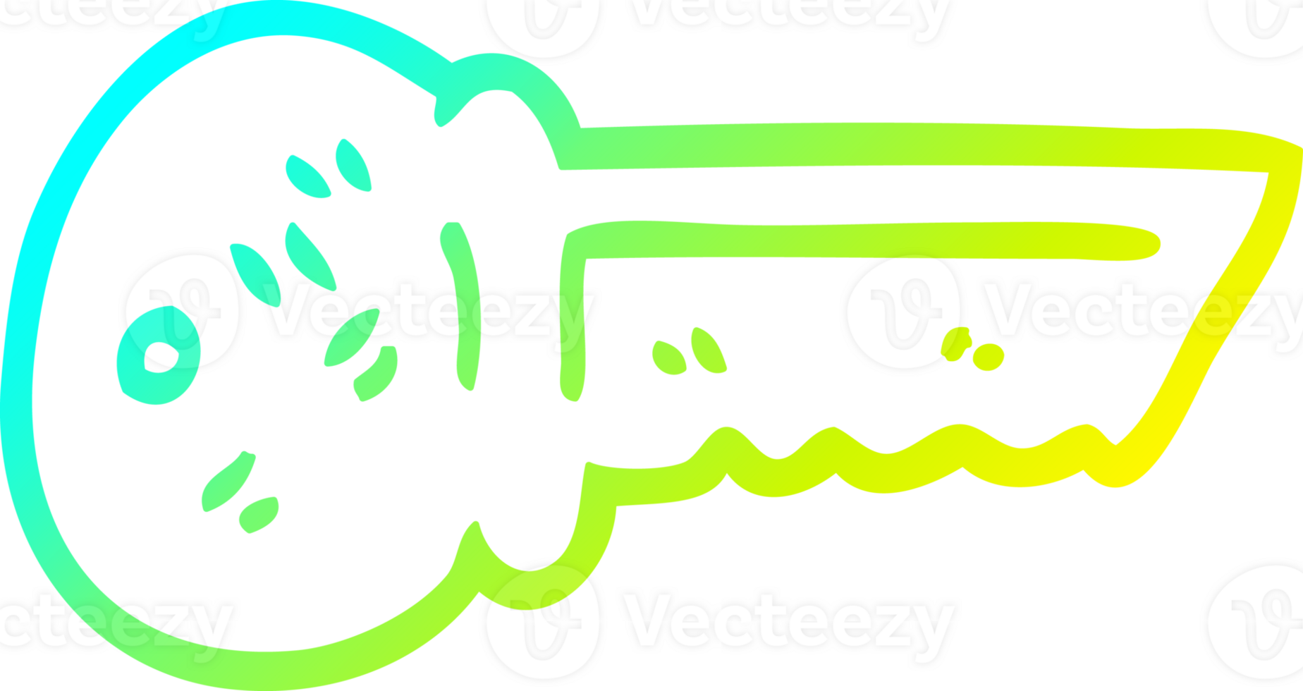 cold gradient line drawing of a cartoon metal key png
