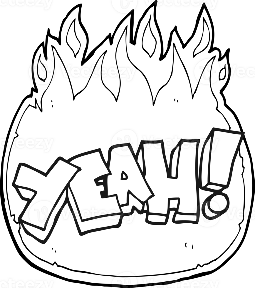 yeah  hand drawn black and white cartoon shout png