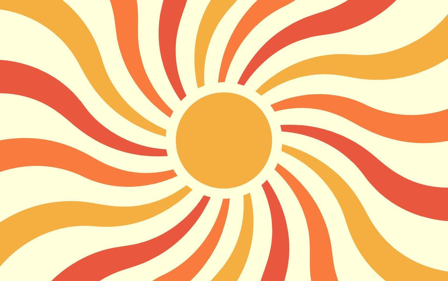Retro abstract background with sun beam and rainbow rays. Sunburst backdrop. Illustration in the style of the 60s, 70s. vector