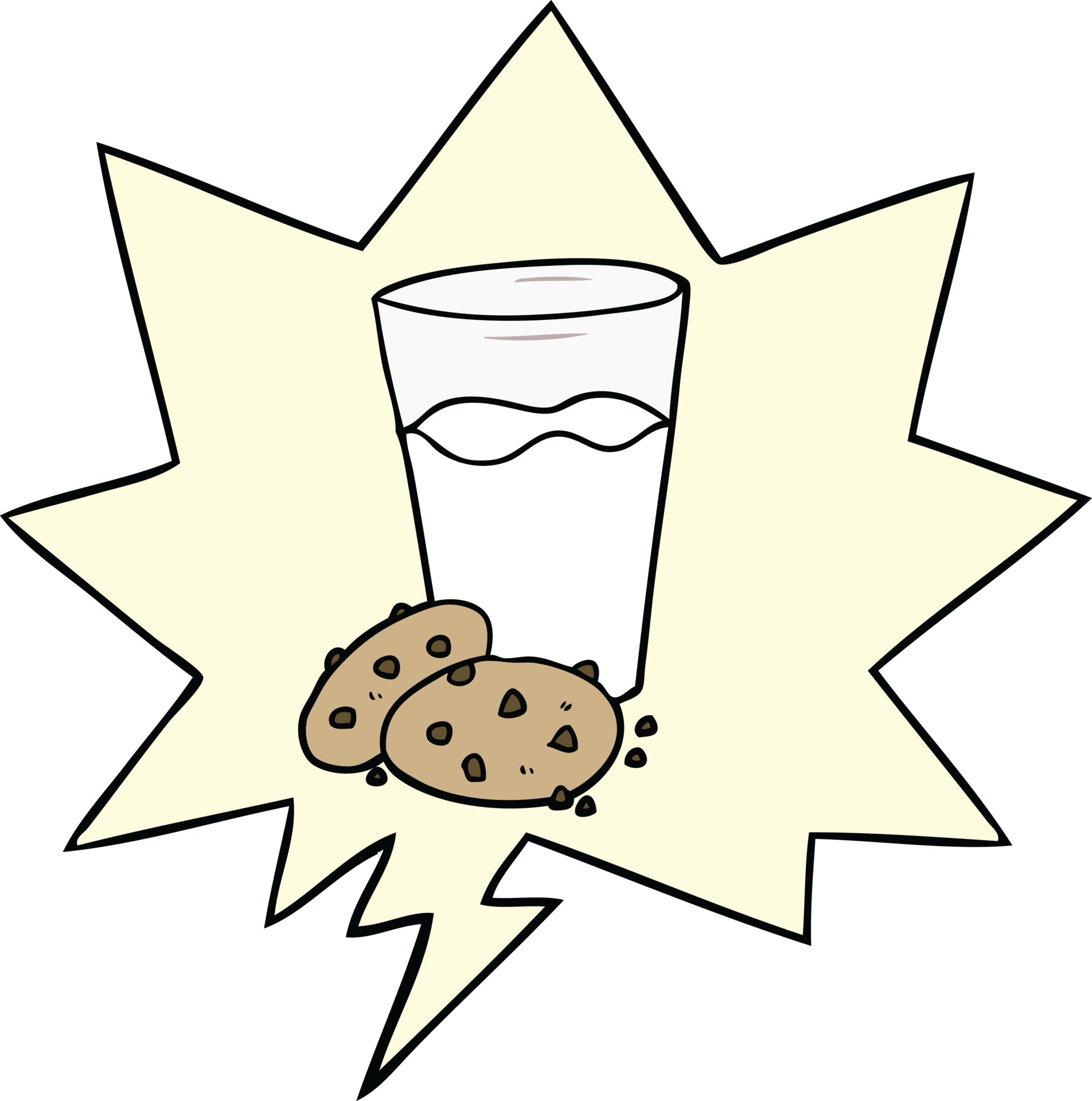cartoon cookies and milk with speech bubble 45107246 PNG
