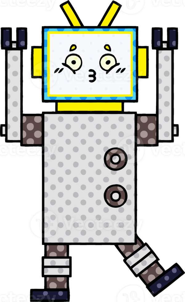 comic book style cartoon of a robot png