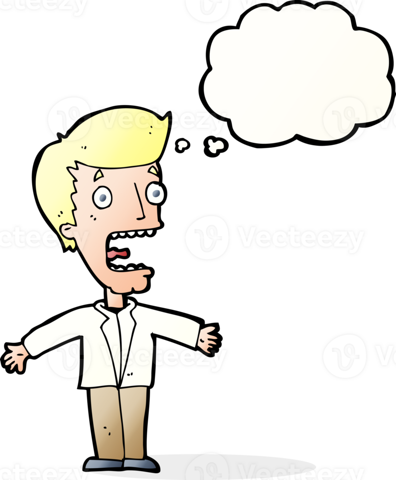 cartoon screaming man with thought bubble png