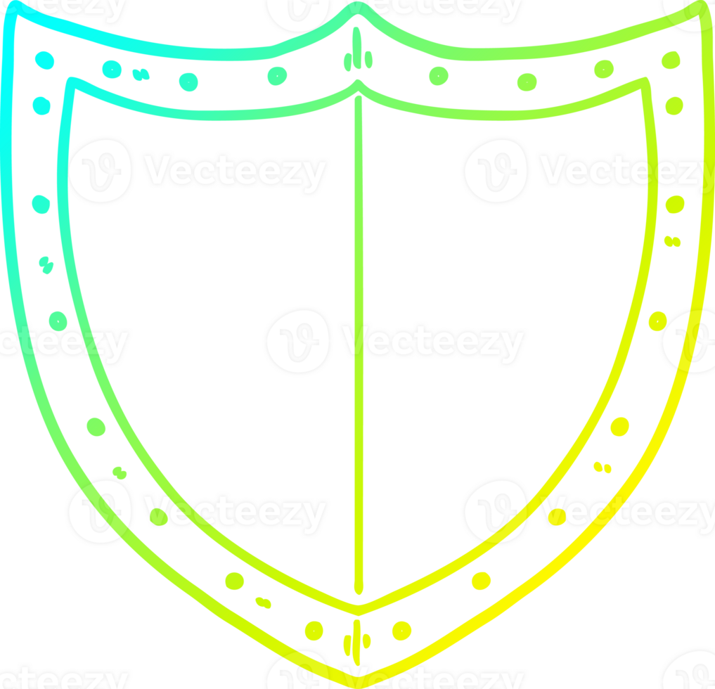 cold gradient line drawing of a cartoon shield png