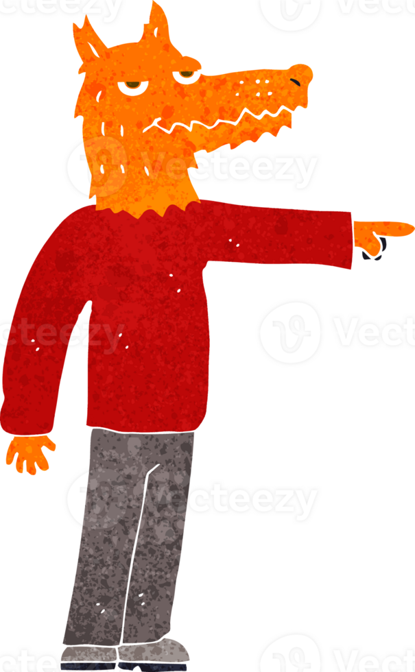 cartoon fox man pointing png