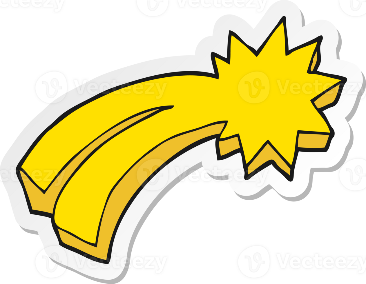 sticker of a cartoon shooting star png