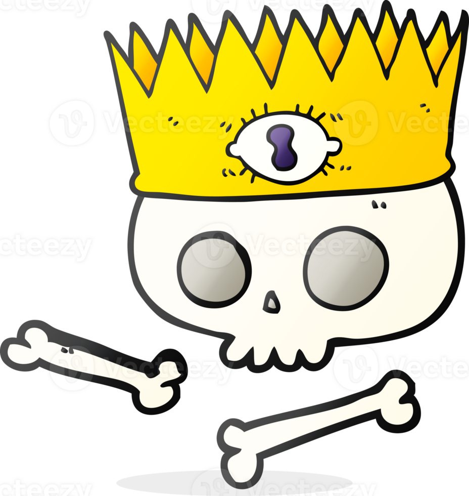 hand drawn cartoon magic crown on old skull png