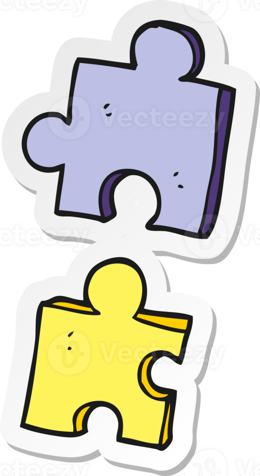 sticker of a cartoon jig saw pieces png