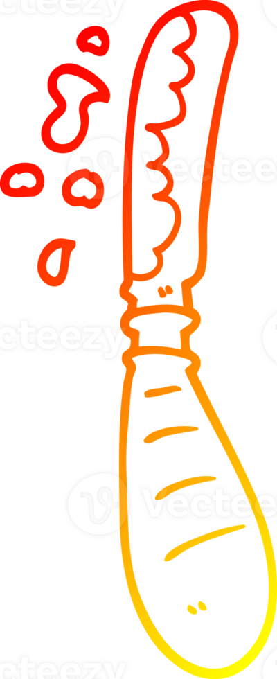 warm gradient line drawing of a cartoon butter knife png