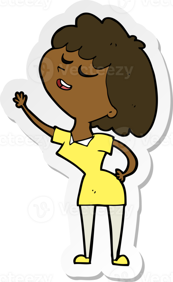 sticker of a cartoon happy woman about to speak png