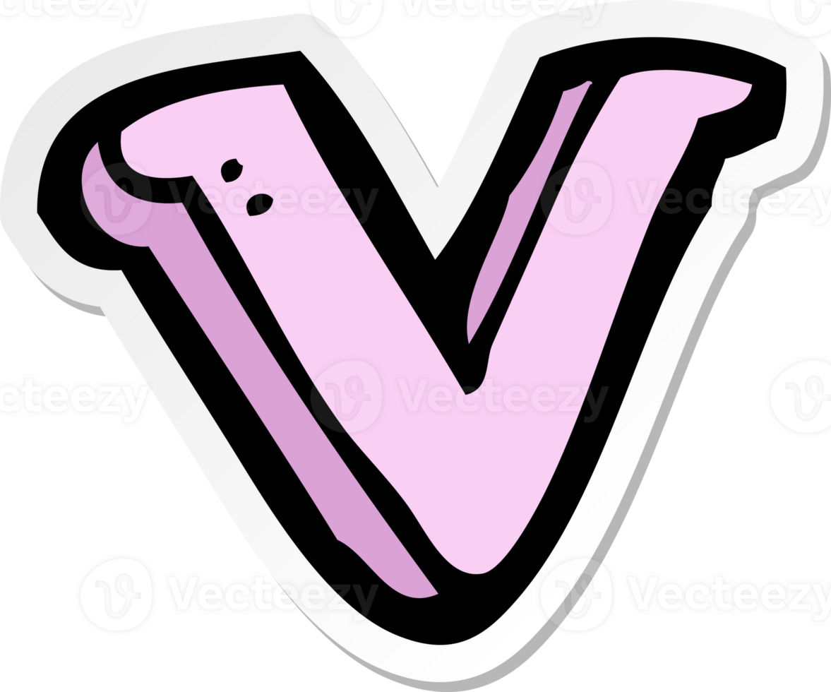 sticker of a cartoon letter V png