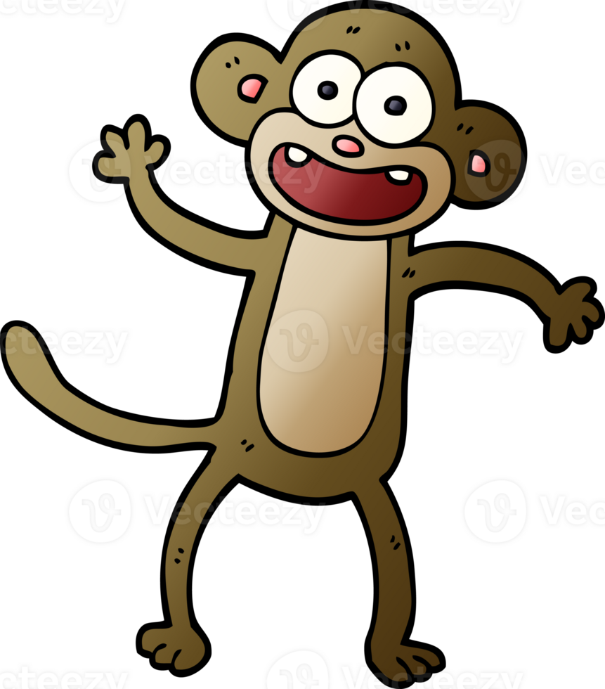 cartoon doodle waving monkey png