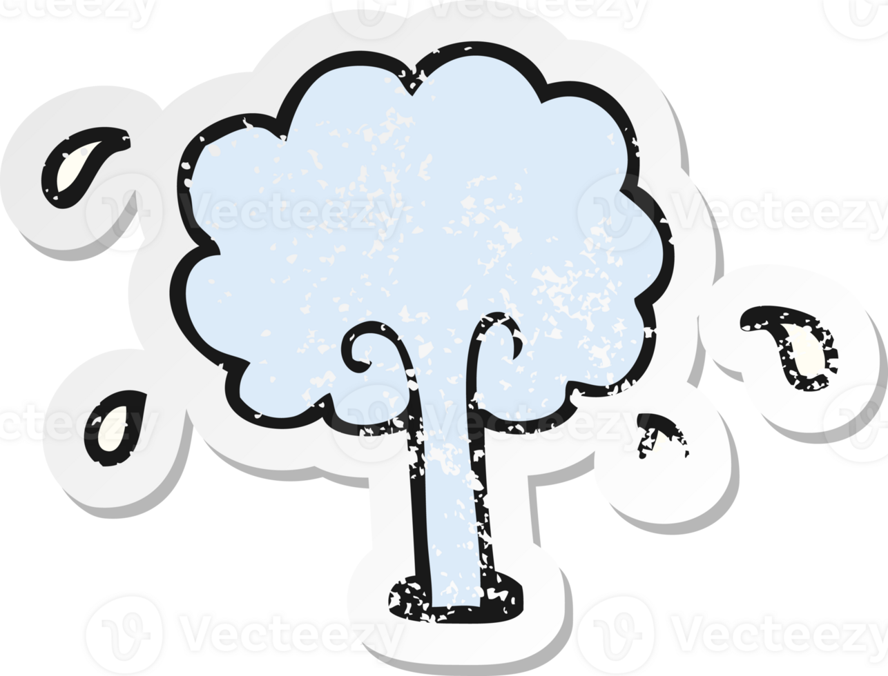 retro distressed sticker of a cartoon spouting water png