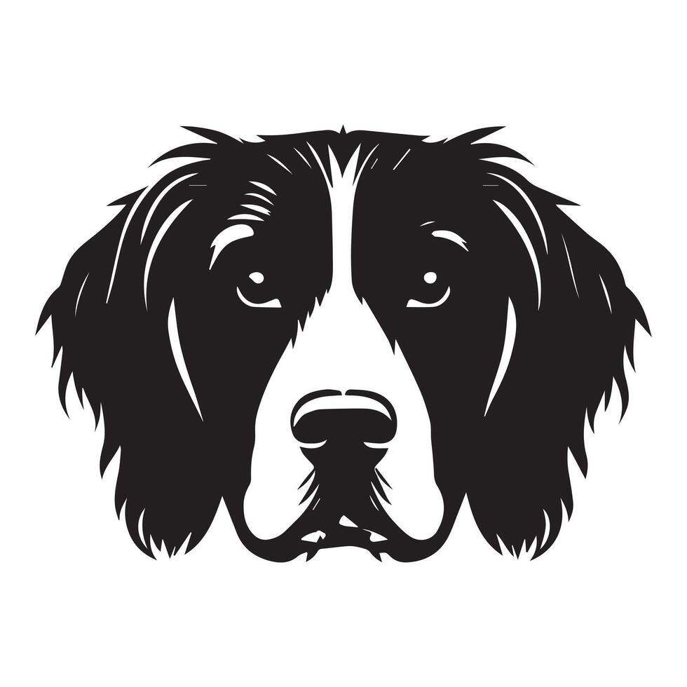illustration of a Protective English Springer Spaniel dog face in black and white vector