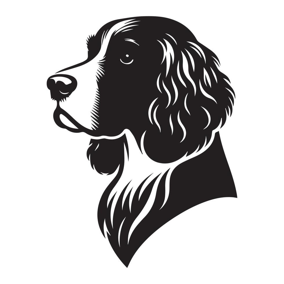 illustration of a Dignified English Springer Spaniel dog face in black and white vector