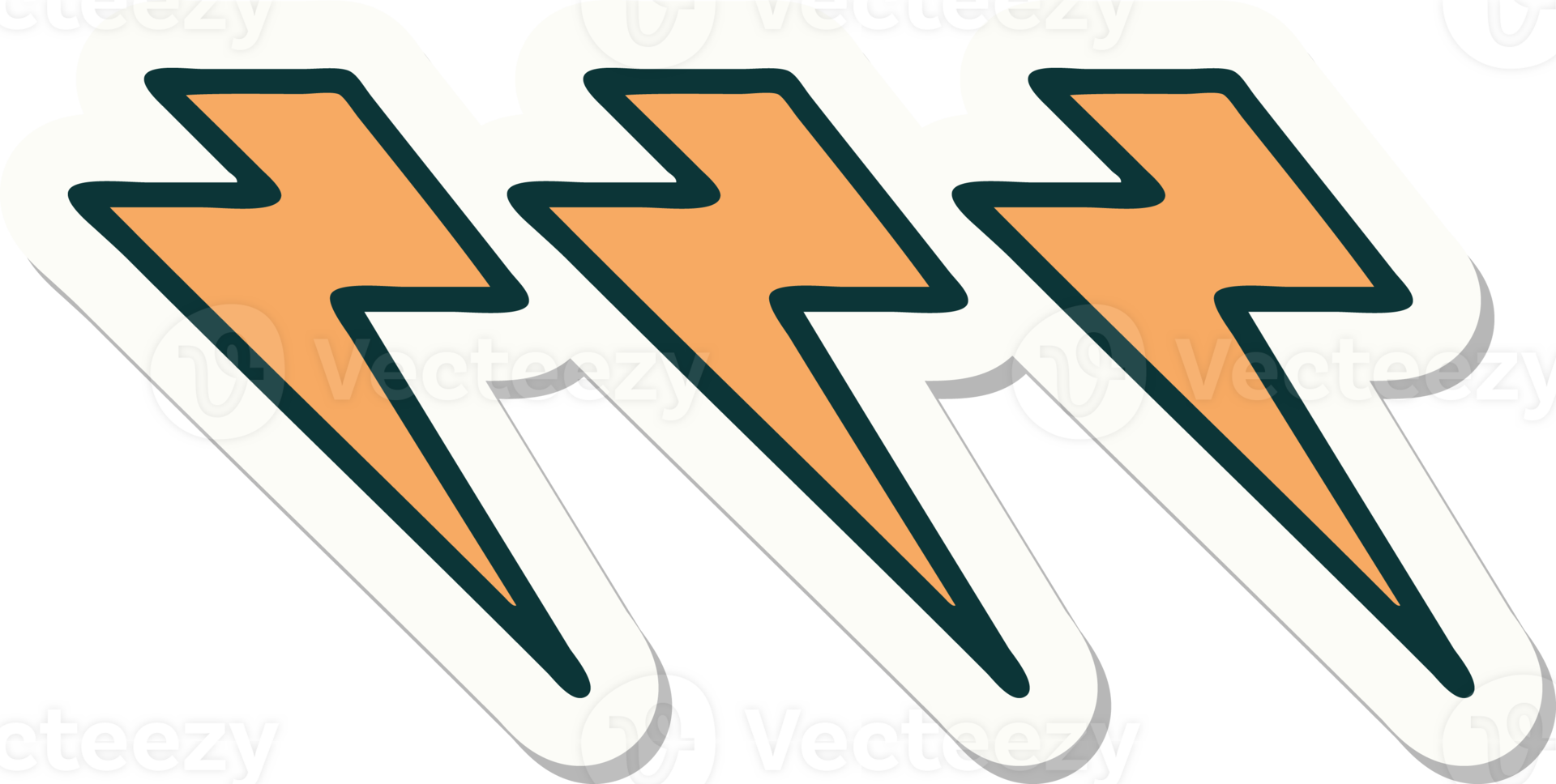 sticker of tattoo in traditional style of lighting bolts png
