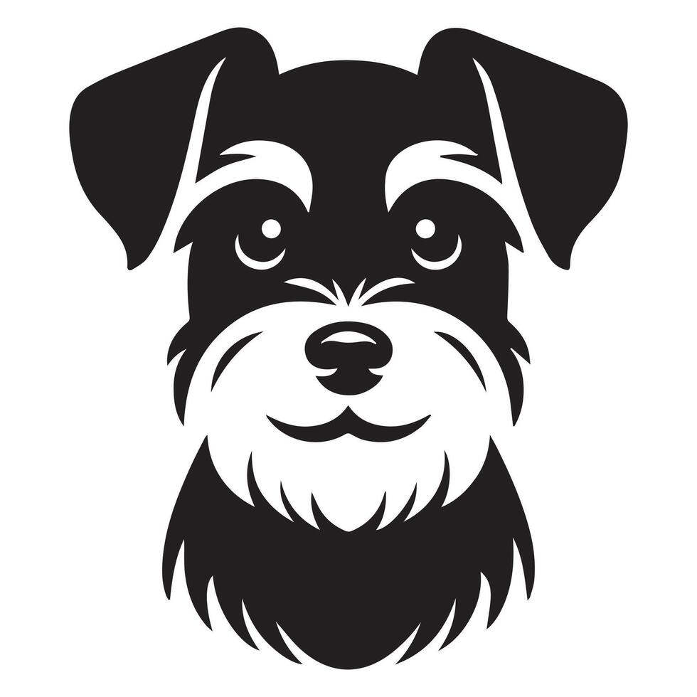 A Loving Schnauzer dog face illustration in black and white vector