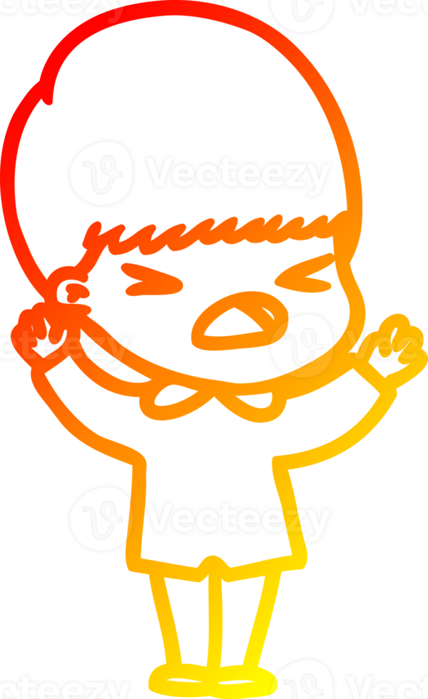 warm gradient line drawing of a cartoon stressed man png