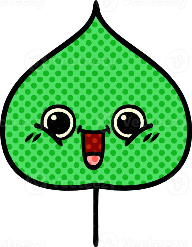 comic book style cartoon of a expressional leaf png