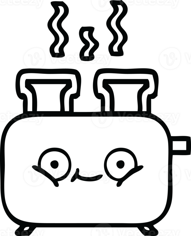 Linie Zeichnung Karikatur von ein von ein Toaster png