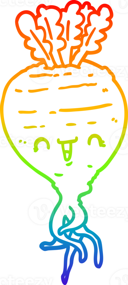 rainbow gradient line drawing of a cartoon turnip png