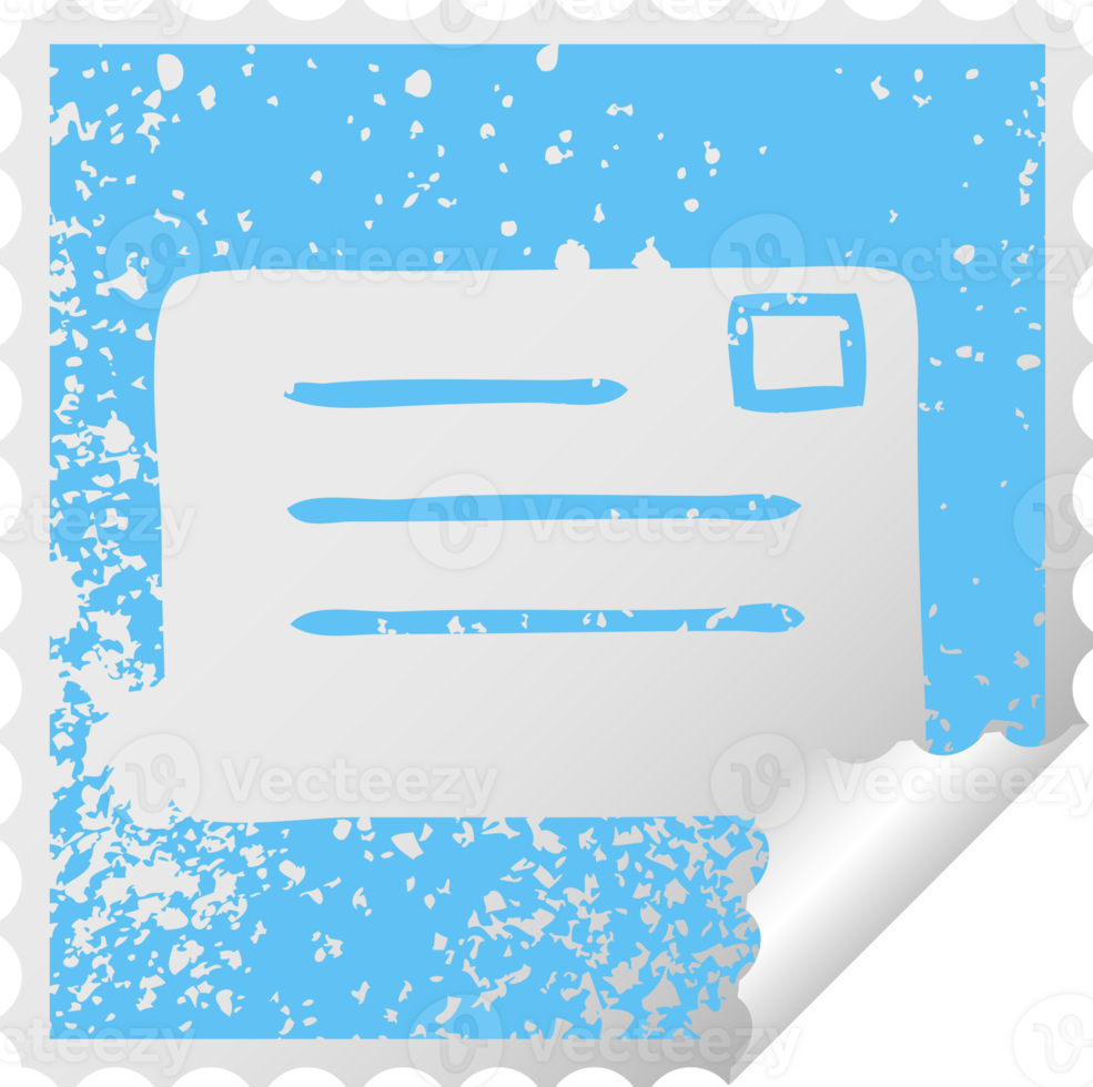 distressed square peeling sticker symbol of a letter png