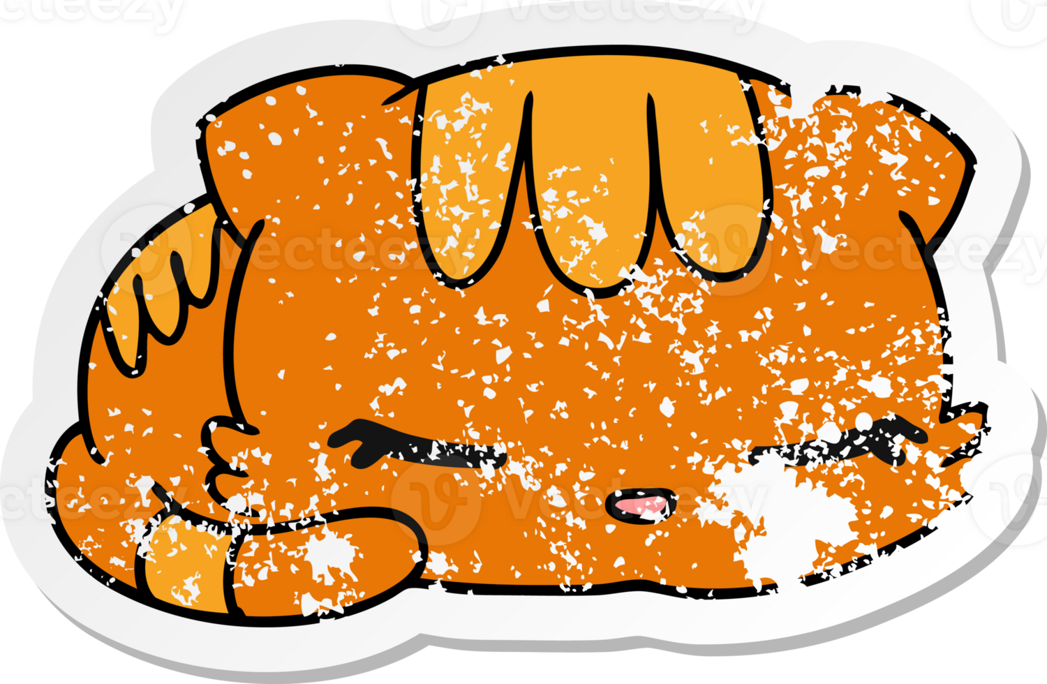 distressed sticker cartoon illustration kawaii cute sleeping kitten png
