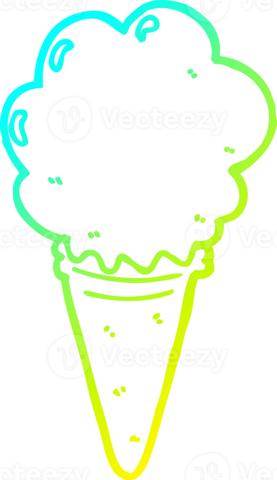 cold gradient line drawing of a cartoon ice cream png
