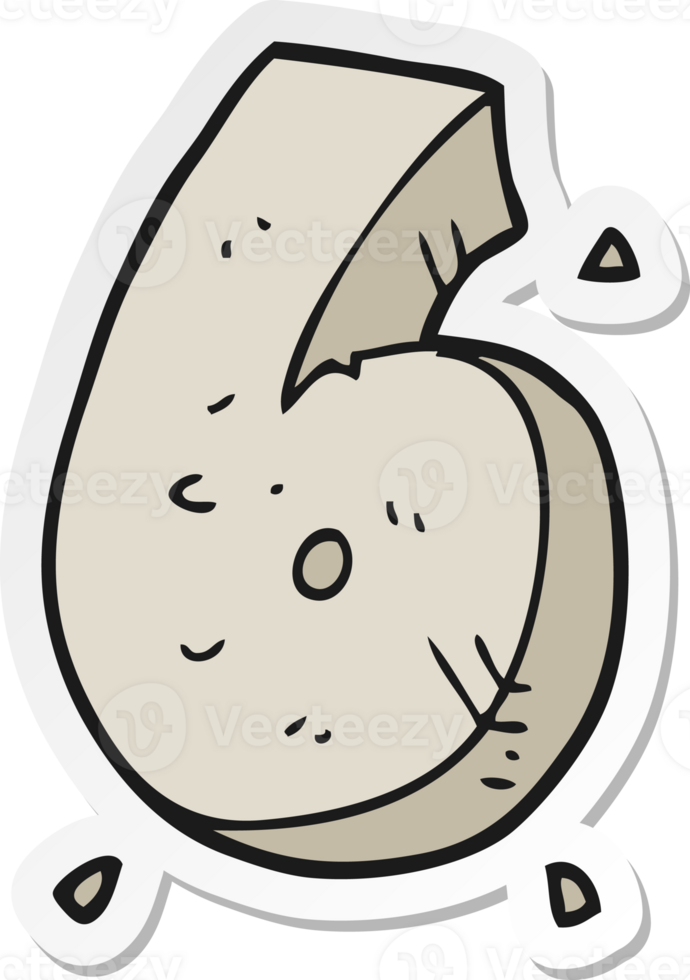 sticker of a cartoon stone number six png