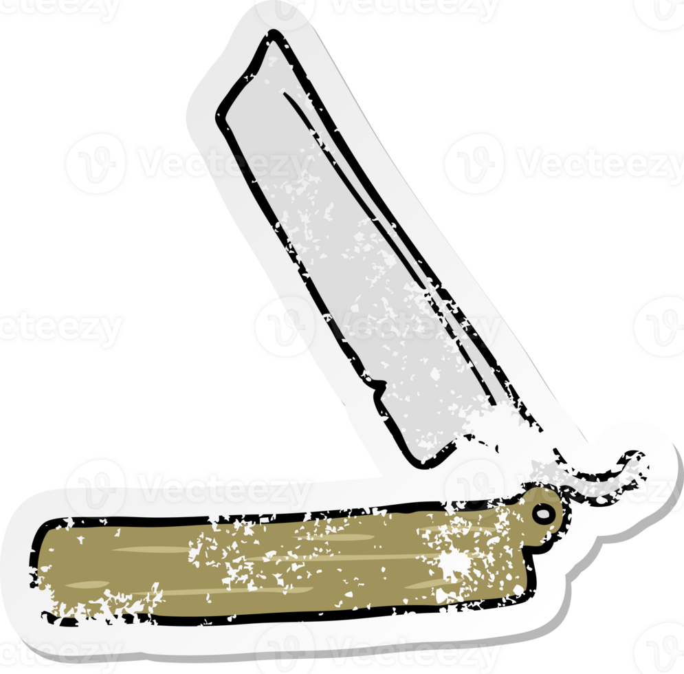 distressed sticker of a cartoon traditional razor png