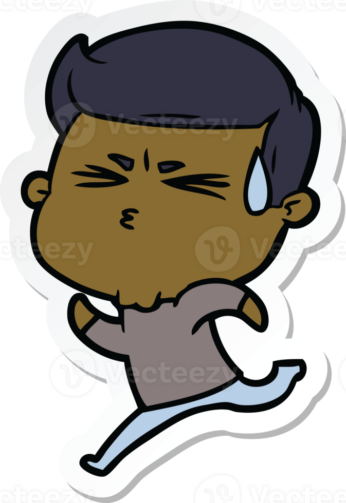 sticker of a cartoon man sweating png