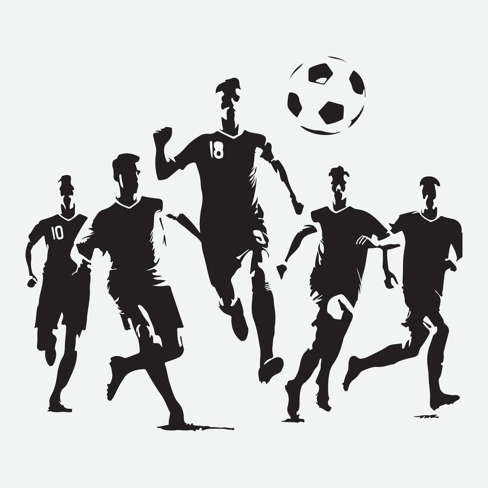 dinámica siluetas, un espectacular conjunto de fútbol jugadores vector