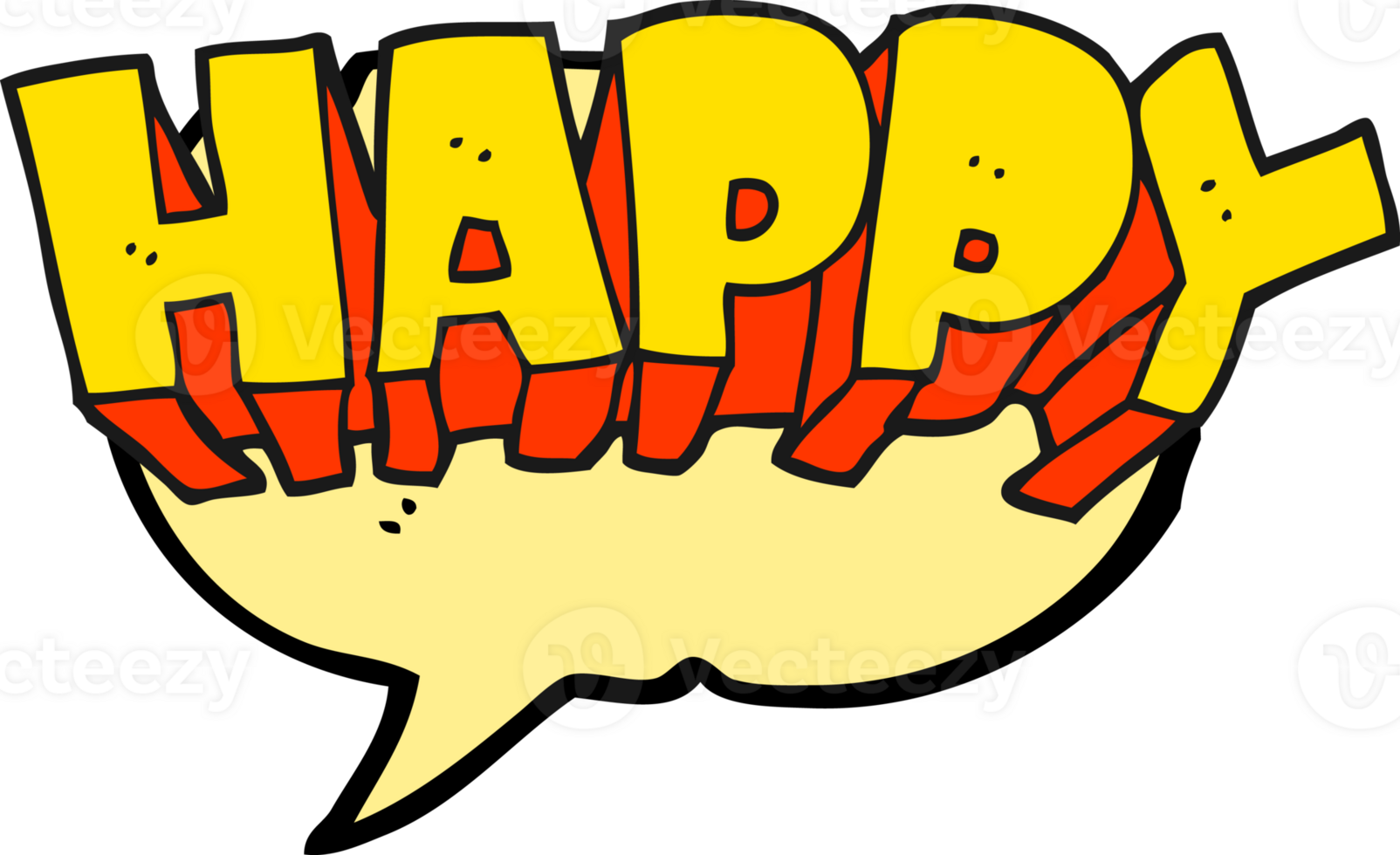 hand drawn speech bubble cartoon word happy png