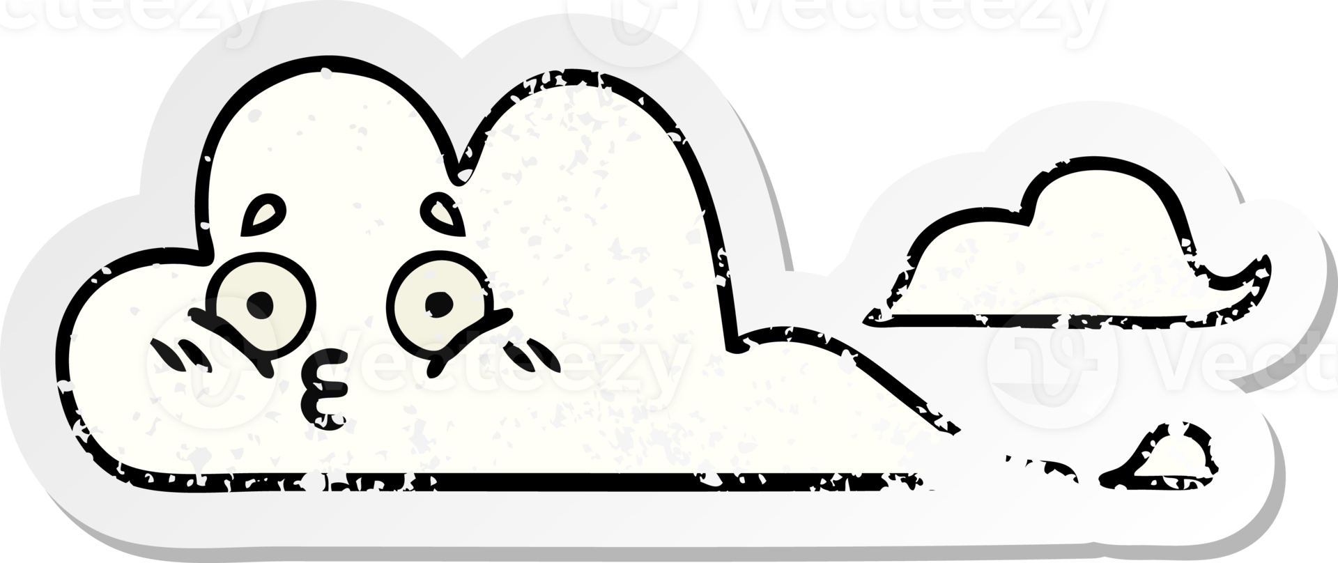 distressed sticker of a cute cartoon white cloud png