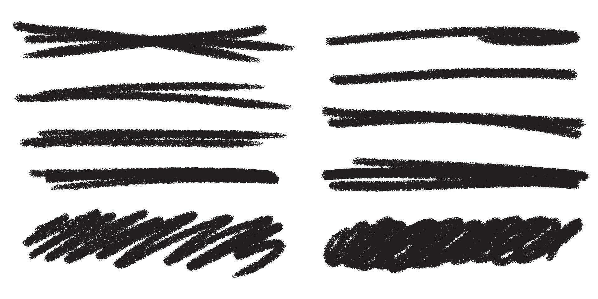The side is drawn with a black pencil and the set is swaying. charcoal strokes on a white background, strokes and swirls. Doodle style sketchy lines. Horizontal wavy strokes vector