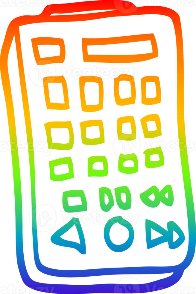 rainbow gradient line drawing of a cartoon remote control png
