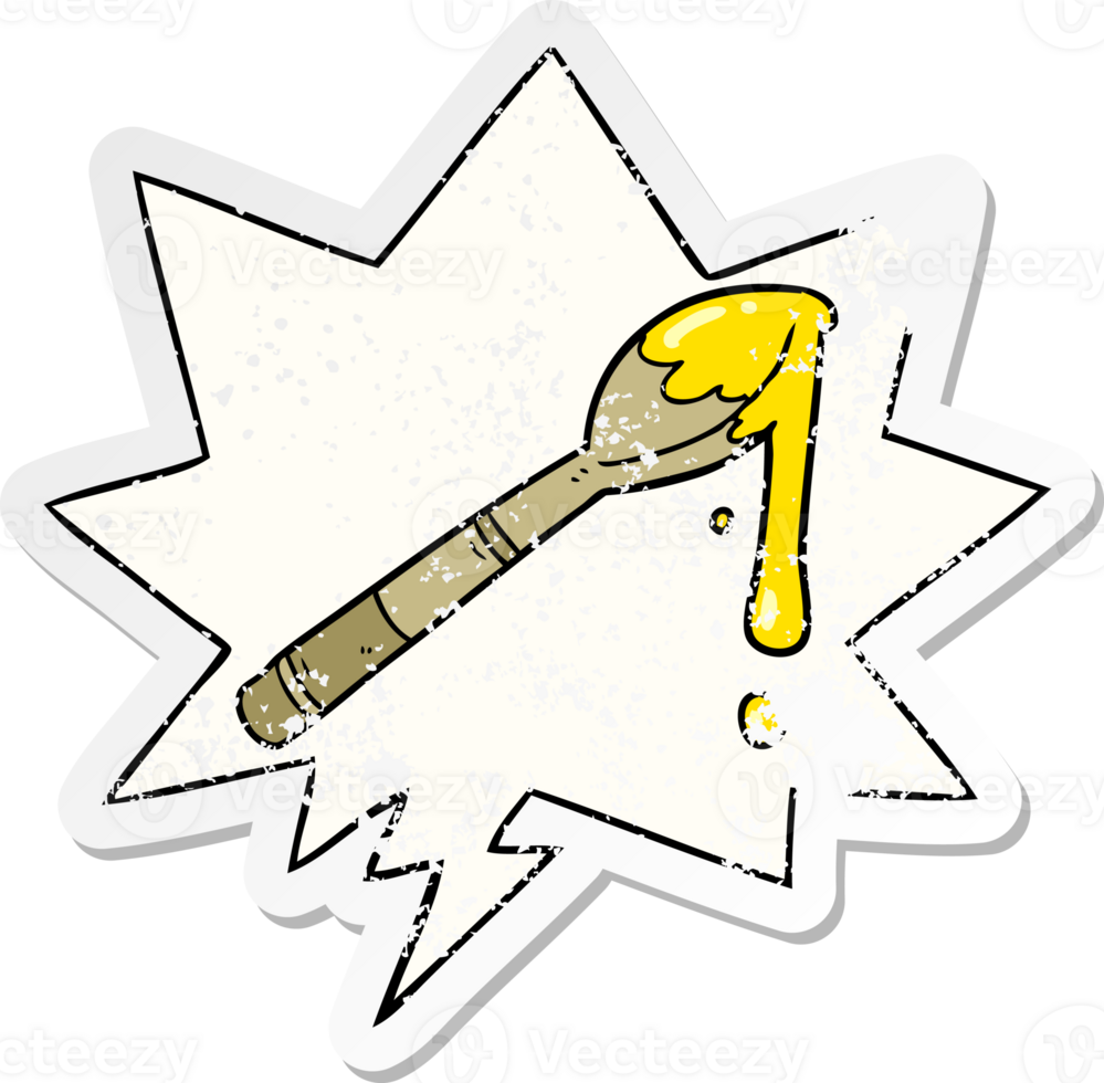 cartoon spoonful of honey with speech bubble distressed distressed old sticker png