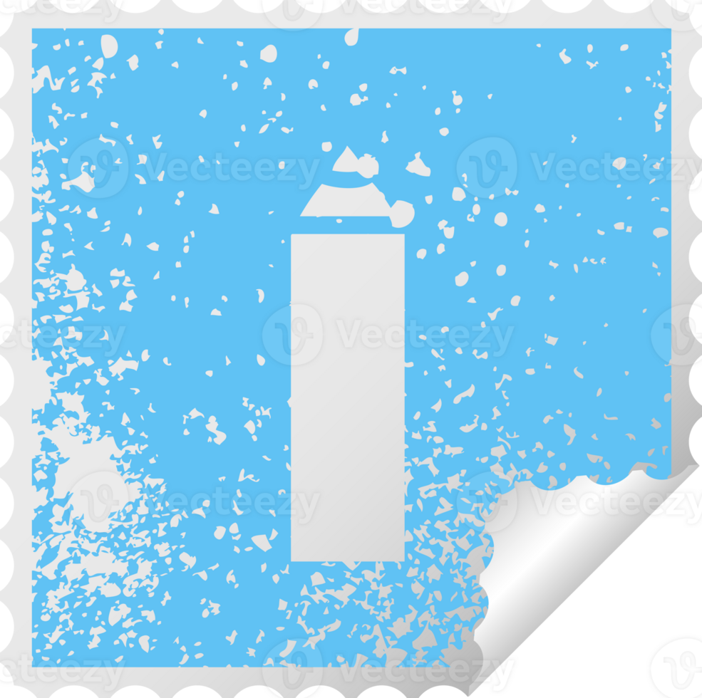 distressed square peeling sticker symbol of a blue pencil png