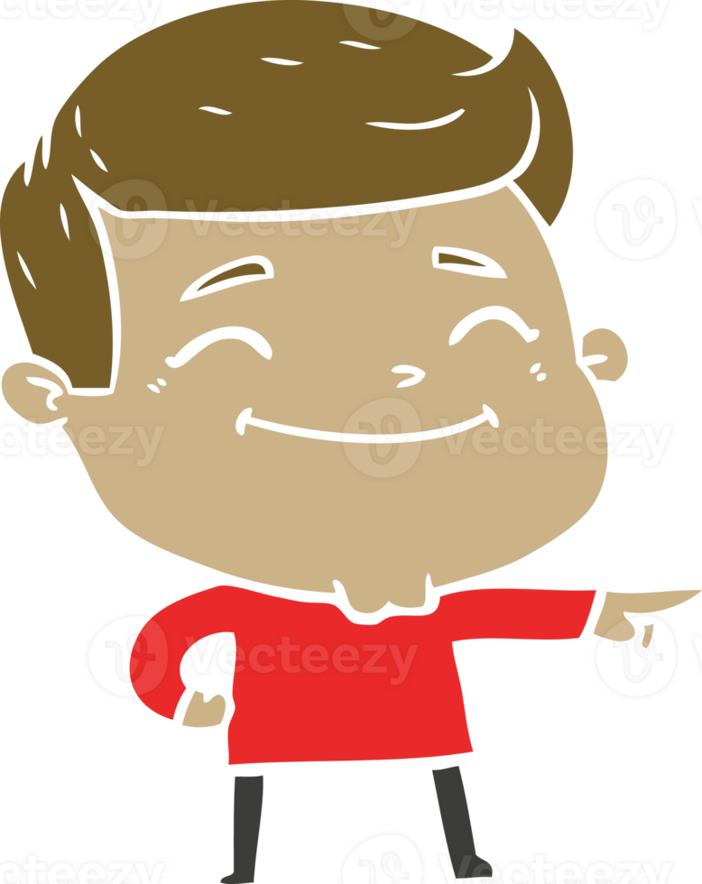 happy flat color style cartoon man png