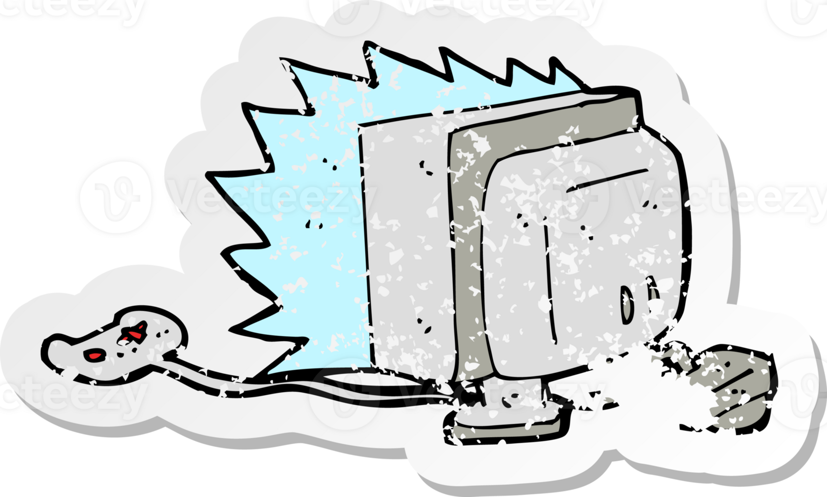 retro distressed sticker of a cartoon computer game png