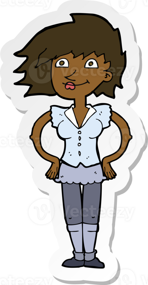 sticker of a cartoon woman with hands on hips png