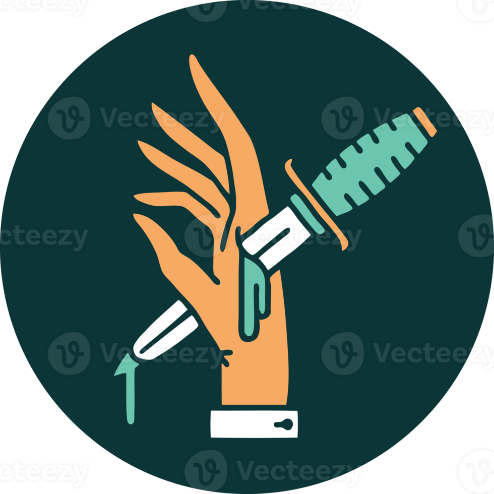 iconic tattoo style image of a dagger in the hand png