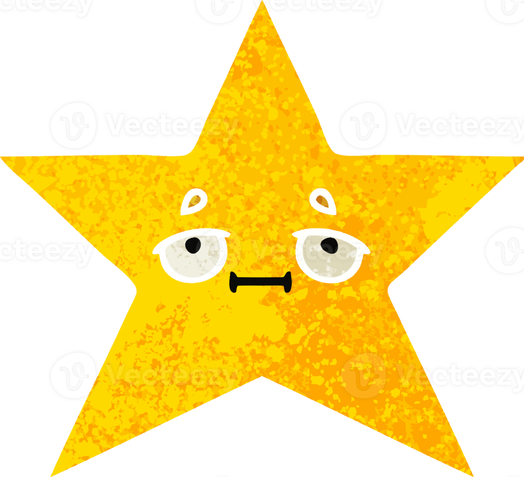retro illustration style cartoon of a gold star png