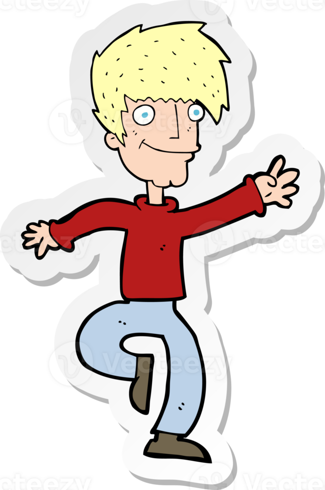 sticker of a cartoon happy man dancing png