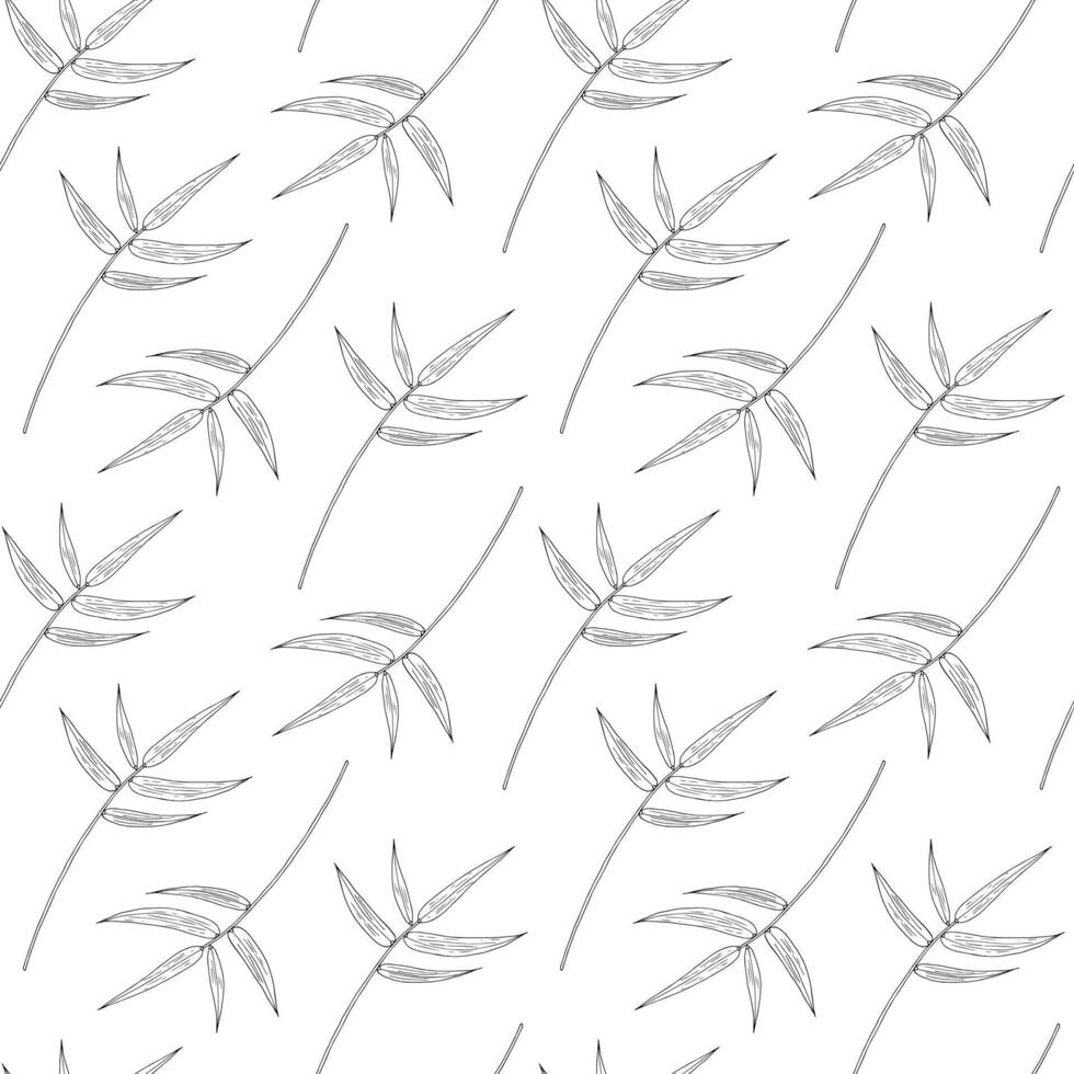 Seamless pattern with bamboo leaves. hand drawn print for fabric, textile, background, wallpapers vector