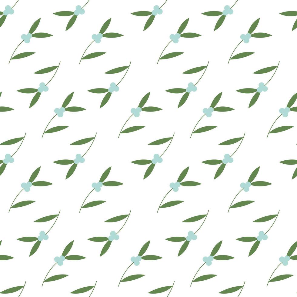Mistletoe pattern branch with berries and leaves. flat illustration for design vector