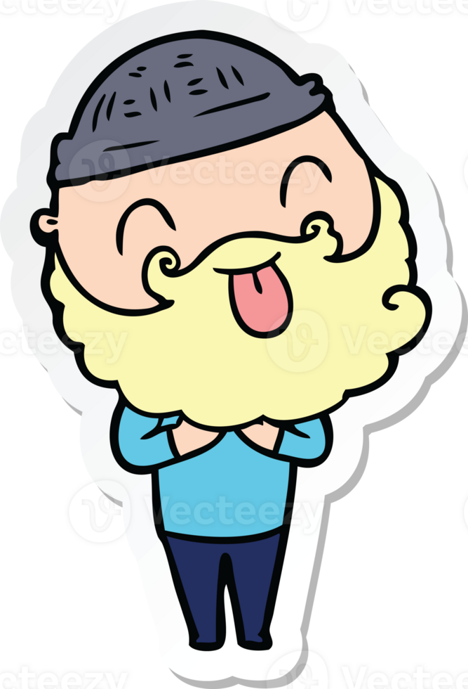sticker of a man with beard sticking out tongue png