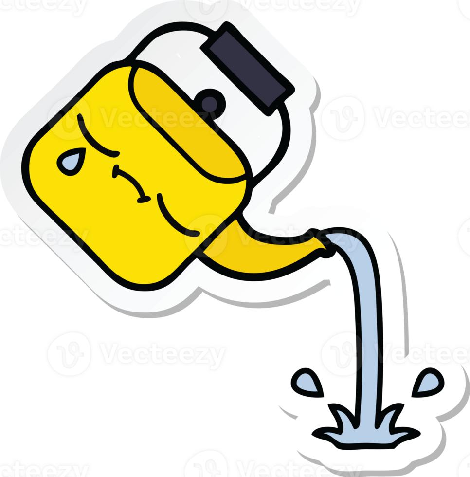 sticker of a cute cartoon pouring kettle png